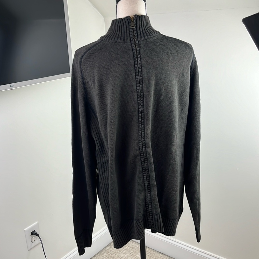 BKE Men’s XL Full Zip Sweater Cardigan Mock Neck Brown